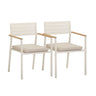 TOV Sardinia Cream Performance Fabric Outdoor Dining Chair - Set of 2 Cream, Light Teak