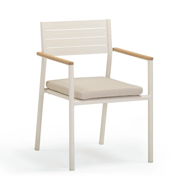 TOV Sardinia Cream Performance Fabric Outdoor Dining Chair - Set of 2 Cream, Light Teak
