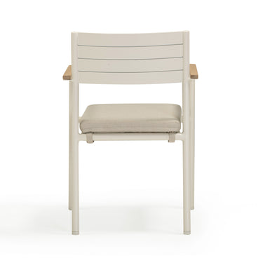 TOV Sardinia Cream Performance Fabric Outdoor Dining Chair - Set of 2 Cream, Light Teak