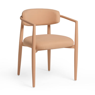 TOV Annika Textured Contract-Grade Fabric Outdoor Dining Arm Chair Peach
