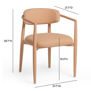 TOV Annika Textured Contract-Grade Fabric Outdoor Dining Arm Chair Peach