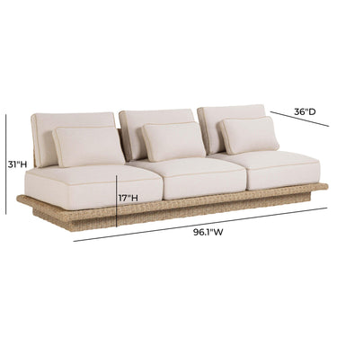 TOV Mora Cream Outdoor Sofa Cream 96"