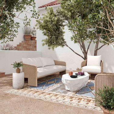 TOV Alexa Rattan Performance Fabric Outdoor Armchair Cream