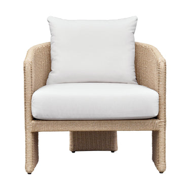 TOV Alexa Rattan Performance Fabric Outdoor Armchair Cream