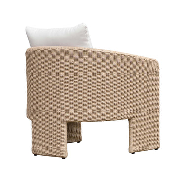 TOV Alexa Rattan Performance Fabric Outdoor Armchair Cream