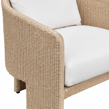 TOV Alexa Rattan Performance Fabric Outdoor Armchair Cream