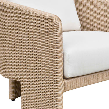 TOV Alexa Rattan Performance Fabric Outdoor Armchair Cream