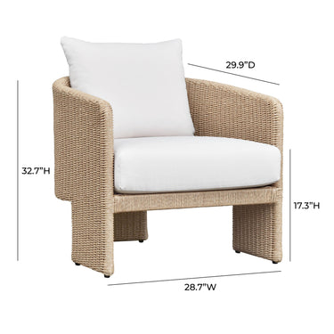 TOV Alexa Rattan Performance Fabric Outdoor Armchair Cream