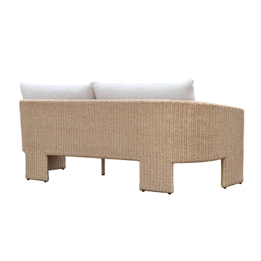 TOV Alexa 80" Rattan Performance Fabric Outdoor Sofa Cream