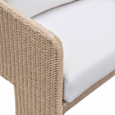 TOV Alexa 80" Rattan Performance Fabric Outdoor Sofa Cream