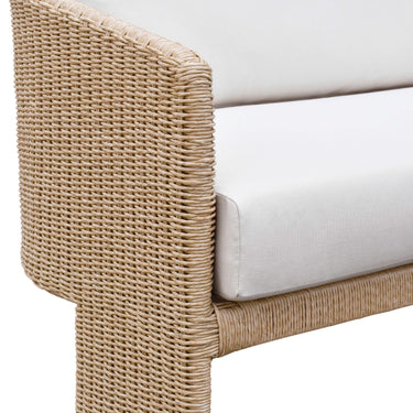 TOV Alexa 80" Rattan Performance Fabric Outdoor Sofa Cream