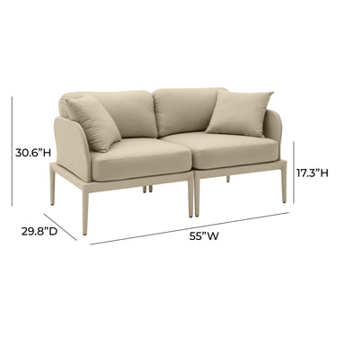 TOV Kapri 55" Modular Outdoor Loveseat Taupe