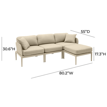 TOV Kapri 4-Piece Modular Outdoor Sectional Taupe