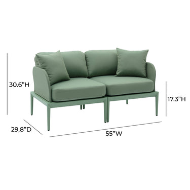 TOV Kapri 55" Modular Outdoor Loveseat Moss Green