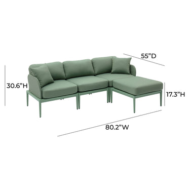 TOV Kapri 4-Piece Modular Outdoor Sectional Moss Green