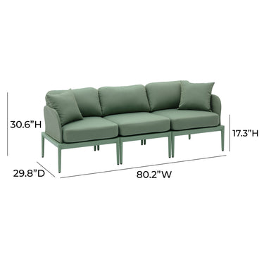 TOV Kapri 80" Modular Outdoor Sofa Moss Green