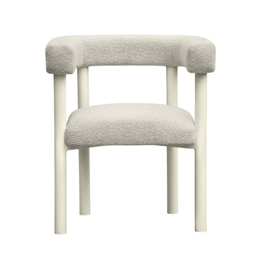 TOV Jackie Cream Textured Contract-Grade Fabric Outdoor Dining Chair Cream