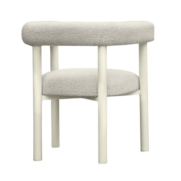 TOV Jackie Cream Textured Contract-Grade Fabric Outdoor Dining Chair Cream