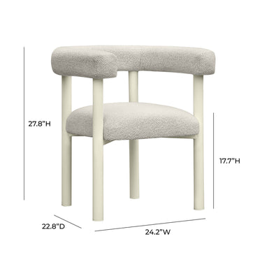 TOV Jackie Cream Textured Contract-Grade Fabric Outdoor Dining Chair Cream
