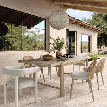 TOV Alexa Rattan Performance Fabric Dining Chair Cream