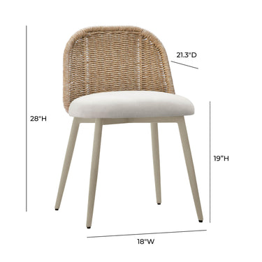 TOV Alexa Rattan Performance Fabric Dining Chair Cream