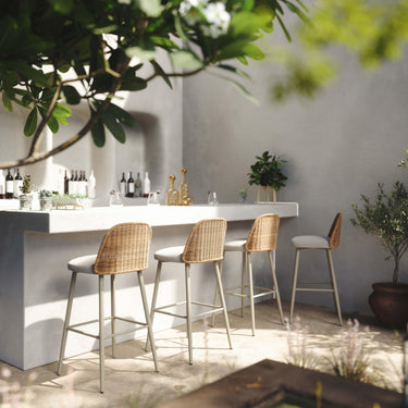 TOV Alexa Performance Fabric Outdoor Stool Natural Counter Height