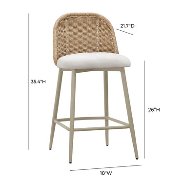 TOV Alexa Performance Fabric Outdoor Stool Natural Counter Height