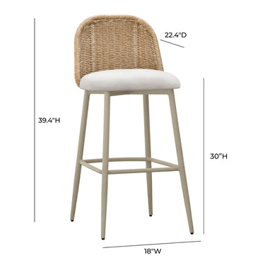 TOV Alexa Performance Fabric Outdoor Stool Natural Bar Height