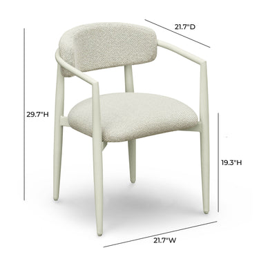 TOV Annika Textured Contract-Grade Fabric Outdoor Dining Arm Chair Cream
