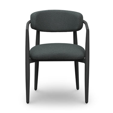 TOV Annika Textured Contract-Grade Fabric Outdoor Dining Arm Chair Black