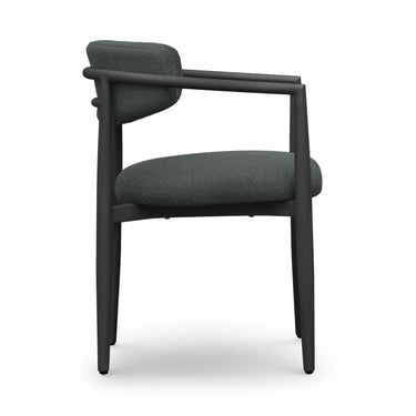 TOV Annika Textured Contract-Grade Fabric Outdoor Dining Arm Chair Black