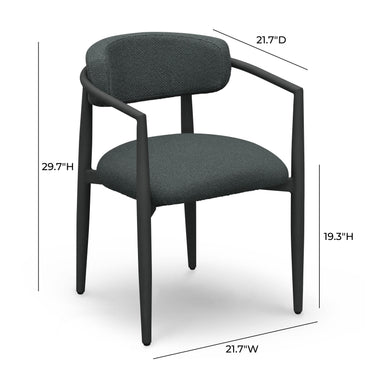 TOV Annika Textured Contract-Grade Fabric Outdoor Dining Arm Chair Black