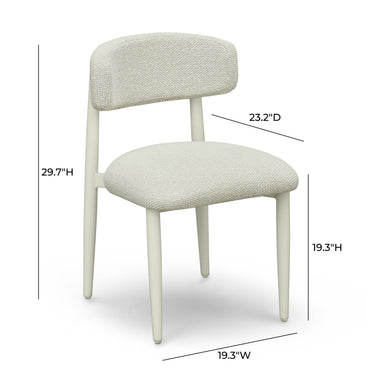 TOV Annika Textured Contract-Grade Fabric Outdoor Dining Side Chair Cream