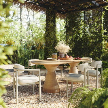 TOV Annika Textured Contract-Grade Fabric Outdoor Dining Side Chair Cream