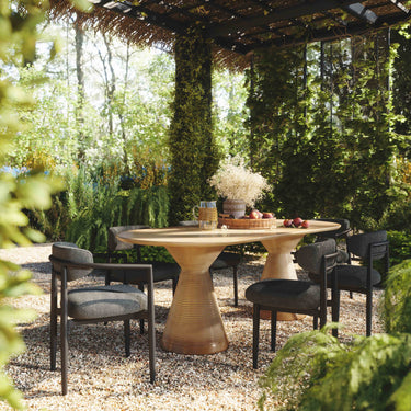 TOV Annika Textured Contract-Grade Fabric Outdoor Dining Arm Chair Black