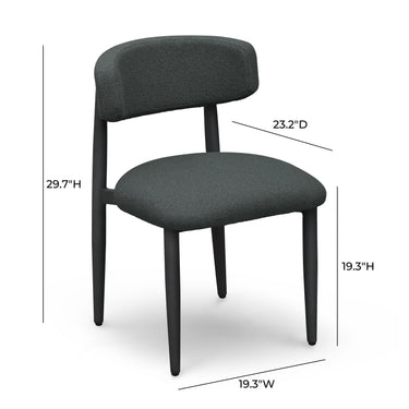 TOV Annika Textured Contract-Grade Fabric Outdoor Dining Side Chair Black