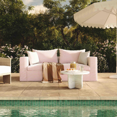 TOV Salty 84.5" Striped Contract-Grade Indoor/Outdoor Sofa Red