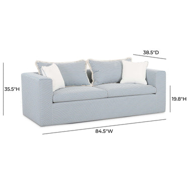 TOV Salty 84.5" Striped Contract-Grade Indoor/Outdoor Sofa Blue