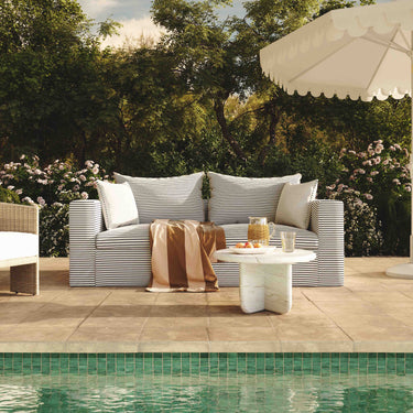 TOV Salty 84.5" Striped Contract-Grade Indoor/Outdoor Sofa Black