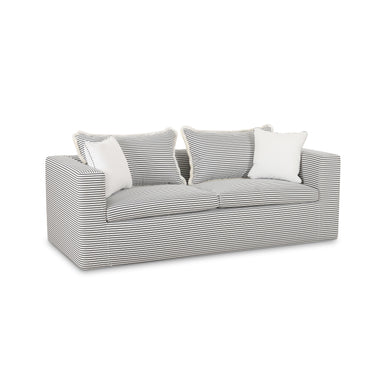 TOV Salty 84.5" Striped Contract-Grade Indoor/Outdoor Sofa Black