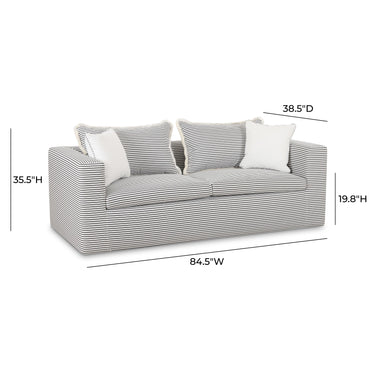 TOV Salty 84.5" Striped Contract-Grade Indoor/Outdoor Sofa Black