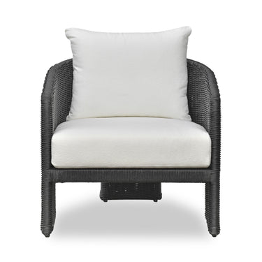 TOV Alexa Rattan Performance Fabric Outdoor Armchair Black