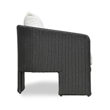 TOV Alexa Rattan Performance Fabric Outdoor Armchair Black