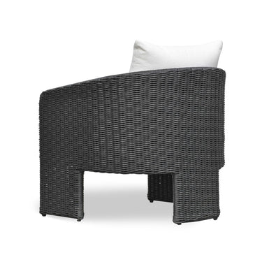 TOV Alexa Rattan Performance Fabric Outdoor Armchair Black