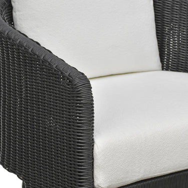 TOV Alexa Rattan Performance Fabric Outdoor Armchair Black