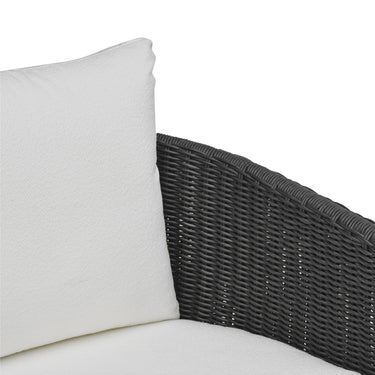TOV Alexa Rattan Performance Fabric Outdoor Armchair Black