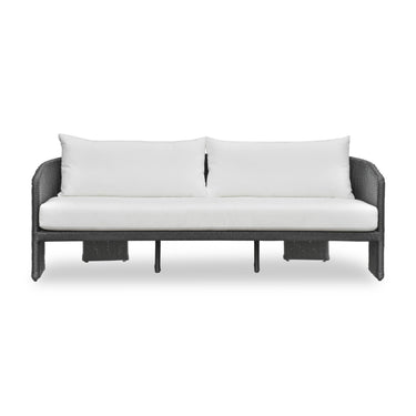 TOV Alexa 80" Rattan Performance Fabric Outdoor Sofa Black