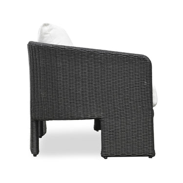 TOV Alexa 80" Rattan Performance Fabric Outdoor Sofa Black