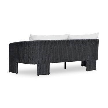 TOV Alexa 80" Rattan Performance Fabric Outdoor Sofa Black