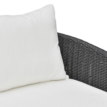 TOV Alexa 80" Rattan Performance Fabric Outdoor Sofa Black